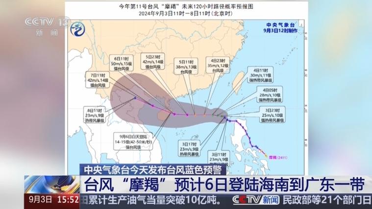 台风“摩羯”登陆 海南省继续发布多项预警