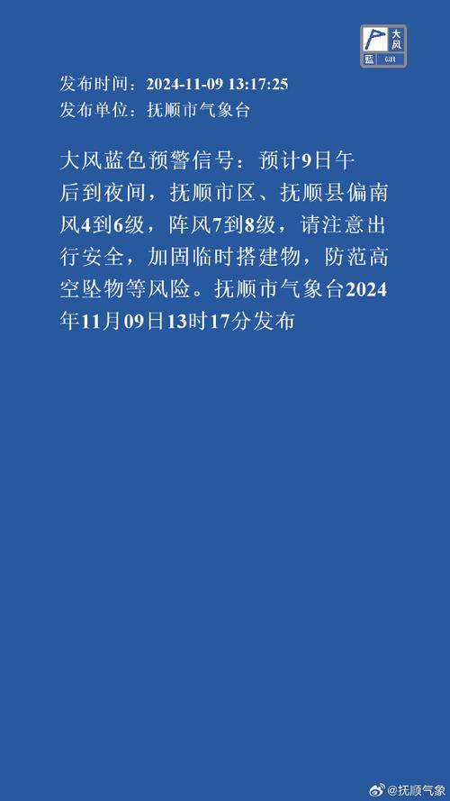 重庆市南川区发布大风蓝色预警