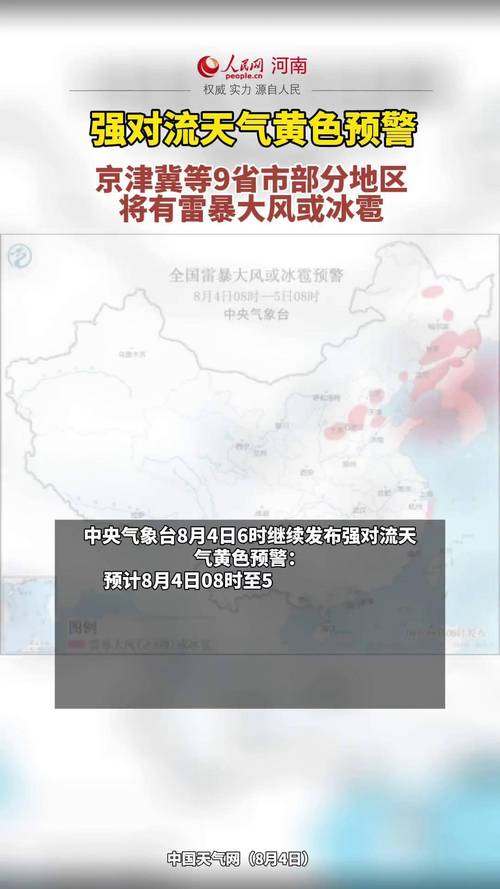 强对流黄色预警:京津冀等8省区市部分地区有雷暴大风或冰雹天气