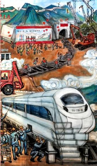广西南宁铁路“油画师”烈日下凌空“作画” 为桥梁美颜