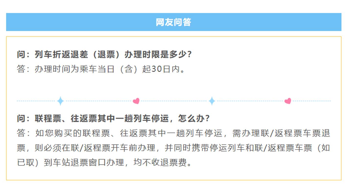 列车停运、折返 火车票怎么处理?